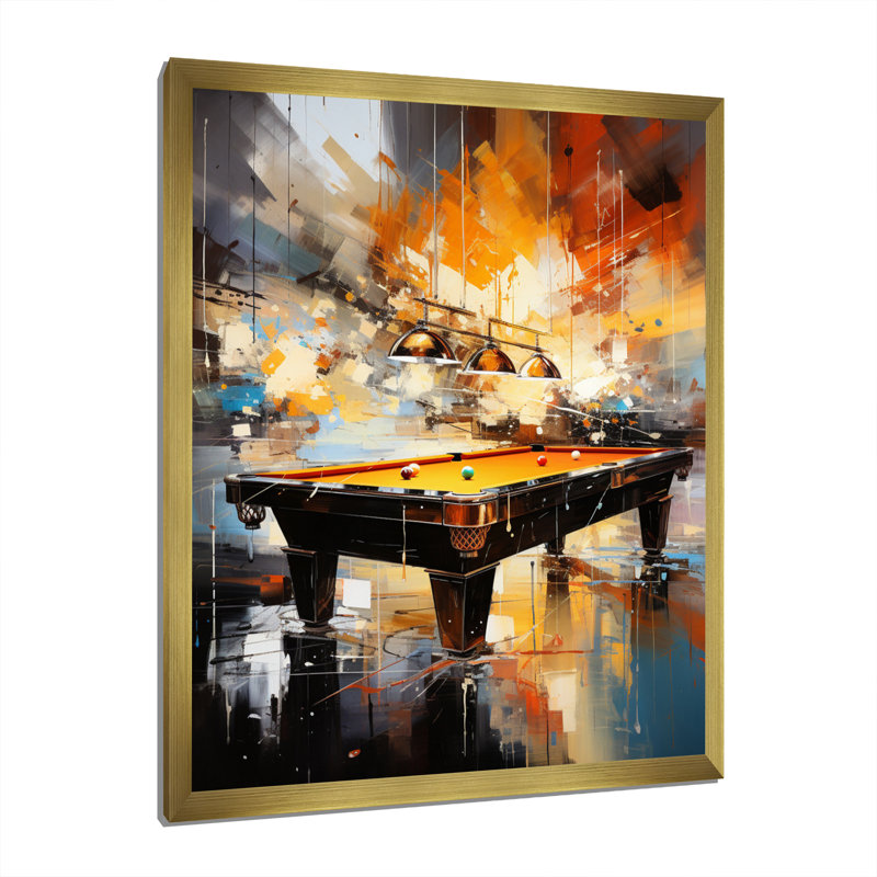 Billard Cueball Symphony An I - Billiards Large, art mural, Encadrement doré, H 32 po x l 16 po x P 1 po