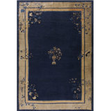 Blue 1920s Chinese - Peking Wool Rectangle Hallway Runner Antique Knotted Rug