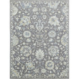 Hand Knotted Wool Floral Area Rug in Taupe/Gray