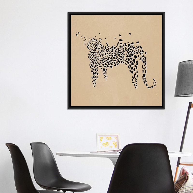 Albree Modern Leopard, impression sur toile, H 18 po x l 18 po x P 1,5 po, Toile avec cadre noir, Pas de tapis
