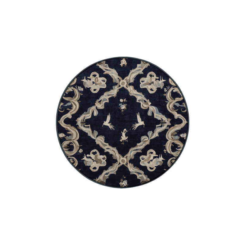 Machine Washable Gray Area Rug, Round 6'
