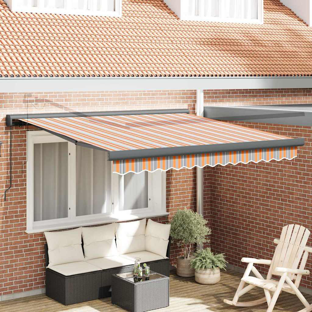 Retractable Awning Yellow, Orange 300 X 250 Cm Fabric, Metal