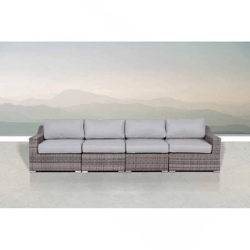 Fully Assembled 4-Piece Rattan Sectional Seating Set With Cushions
