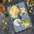 Ambesonne Indigo Tempered Glass Cutting Board Tile Square Abstract Pattern Indigo White