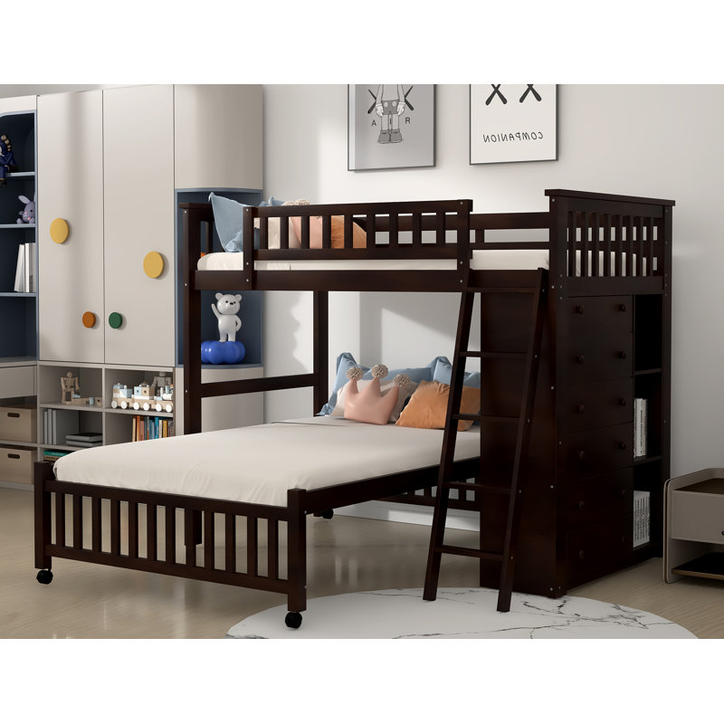 Keper Kids Twin Over Full Bunk Bed, Espresso