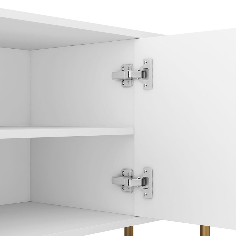 White Tv Stand With Storage And Power Outlet, 68" Fluted For 70-79 Inch Tv, Entertainment Center, Media Console Cabinet Living Room Modern 55+ Center Lockers,