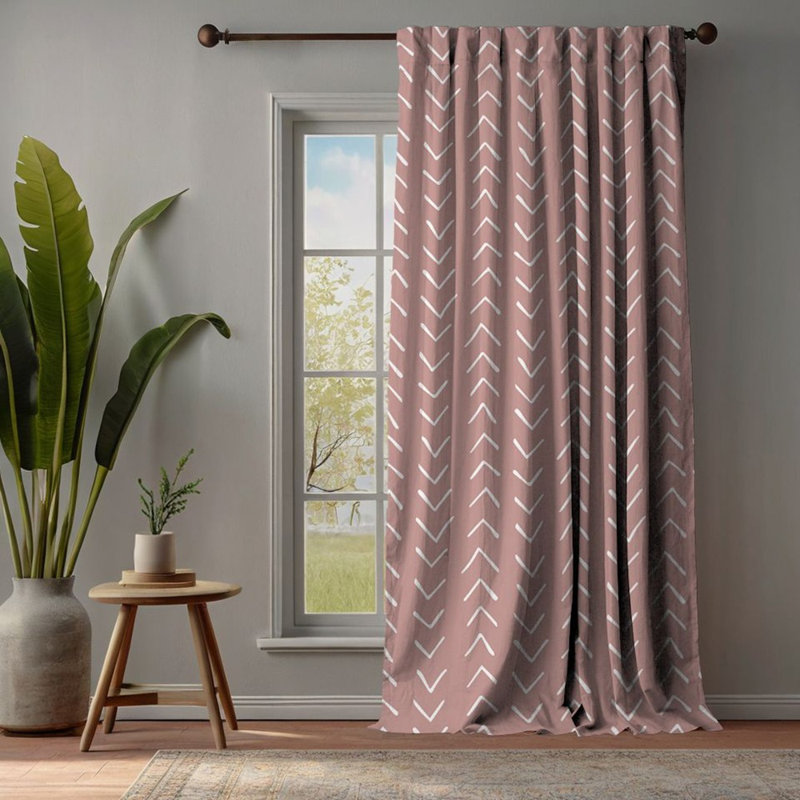 Rideau décoratif simple à panneau Boho Design, L 52 po x L 45 po, Rose pastel