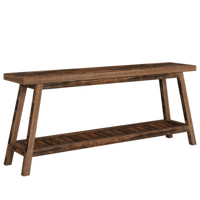 70.9 Inches Extra Long Farmhouse Console Table, Wood Entryway Table with 2-Tier Open Storage, Rustic Narrow Sofa Table Behind Couch for Hallway, Living Room, or Foyer, Rustic Brown