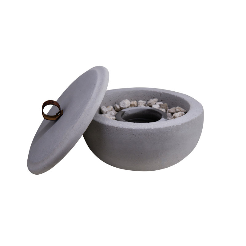 Accessoire de béton décoratif Cleland, béton 100% polymère, couleur grise, 7,9 po de diamètre x 4,3 po de hauteur | Peinture organique écologique | Parfait pour la décoration intérieure et extérieure, design moderne et élégant