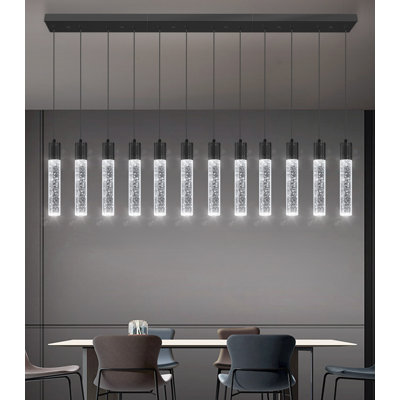 Lustre 12 lumières à DEL moderne en cristal noir