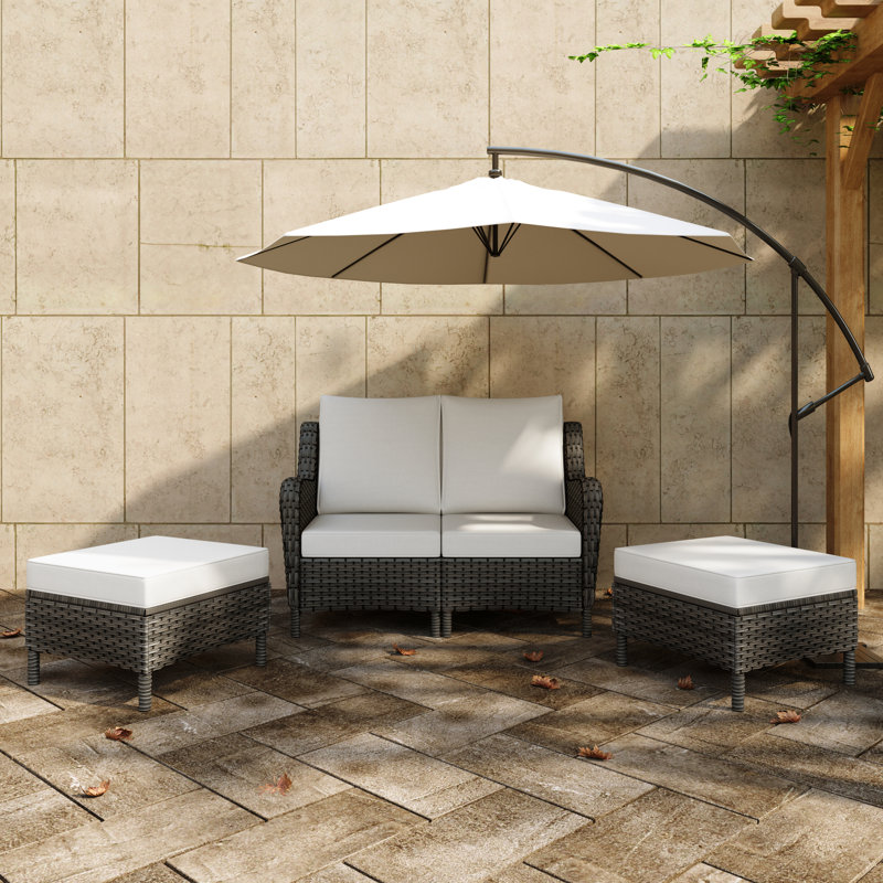 Mapleview 2-Person Outdoor Seating Group with Cushions, Gray, Beige