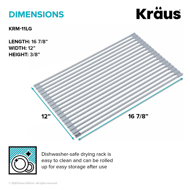 Égouttoir à vaisselle Kore, Gris clair, H 0,375 po x l 16,875 po x P 12 po
