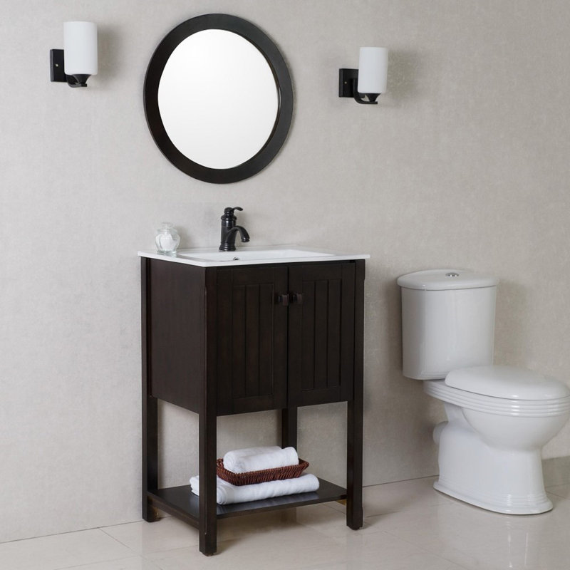 Kley Round Wall Mirror, Sable Walnut