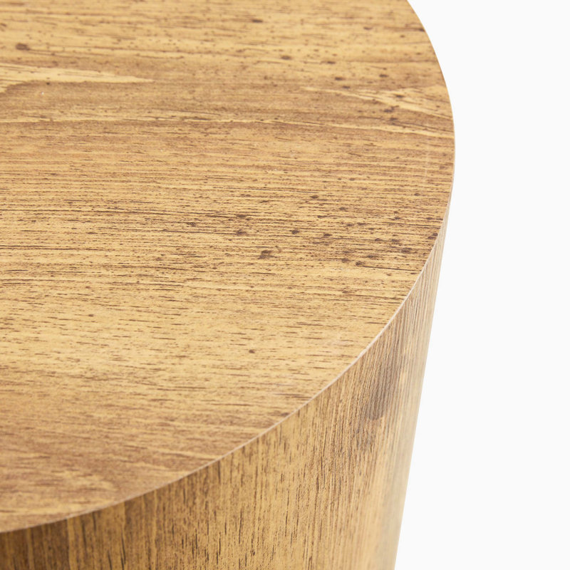 Table basse cylindrique, panneau de fibres à densité moyenne à grain de bois, style industriel, 15.7" H x 11.8" L x 11.8" W