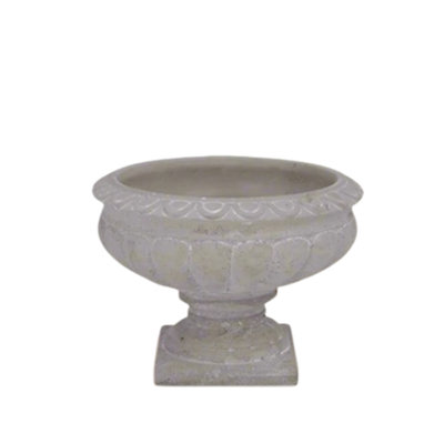 Cement Low Classic Urn Vase Md Antique Gray Wash Finish