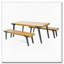 Ensemble 3 pièces de table de salle à manger et banc en bois d'acacia et métal