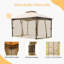 Pavillon de jardin 10 pi x 13 pi avec double toit - construction en métal, résistance, imperméable, filet kaki, cadre de tente de patio, toit souple pour couverture de jardin kaki
