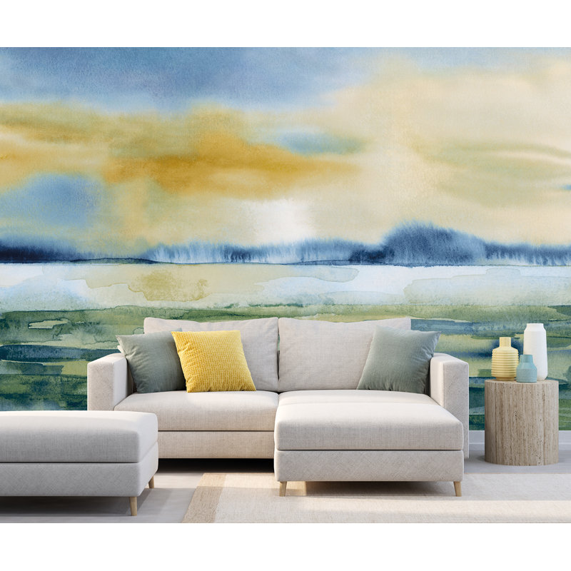 Murale coucher de soleil hivernal, Bleu