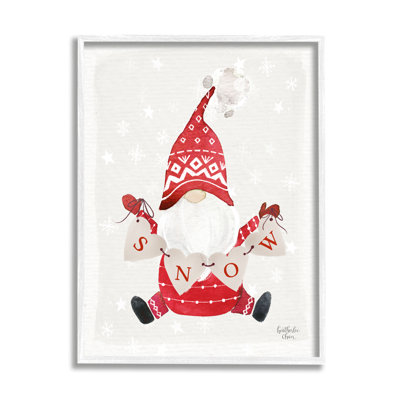 Bannière des Fêtes, motif de gnomes rouges sur toile, art texturé par Heatherlee Chan