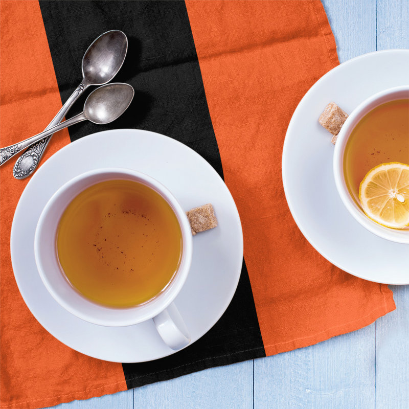 Stripe Tea Towel Kitchen Towel, Poly Twill, Orange/Black Baseball