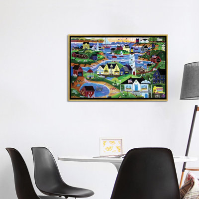 Impression d’art graphique, "American Seaside Summertime village" par Cheryl Bartolo