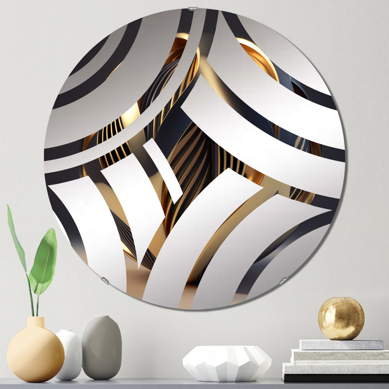 Miroir décoratif Op-Art Retro Gold, 23,6 po x 23,6 po