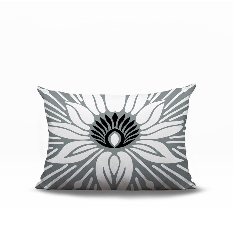 Oreiller rectangulaire réversible intérieur / extérieur Carla, Gris, Rectangle H 14 po x l 20 po