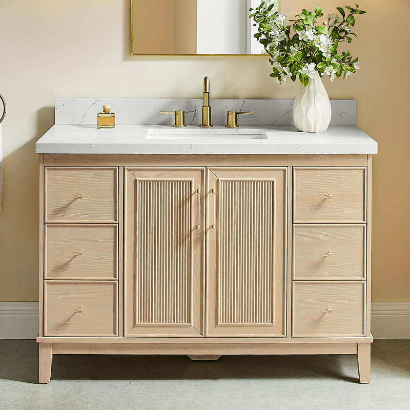 Ensemble de meuble-lavabo simple 48 po avec plateau en quartz Sianni, Black Cherry