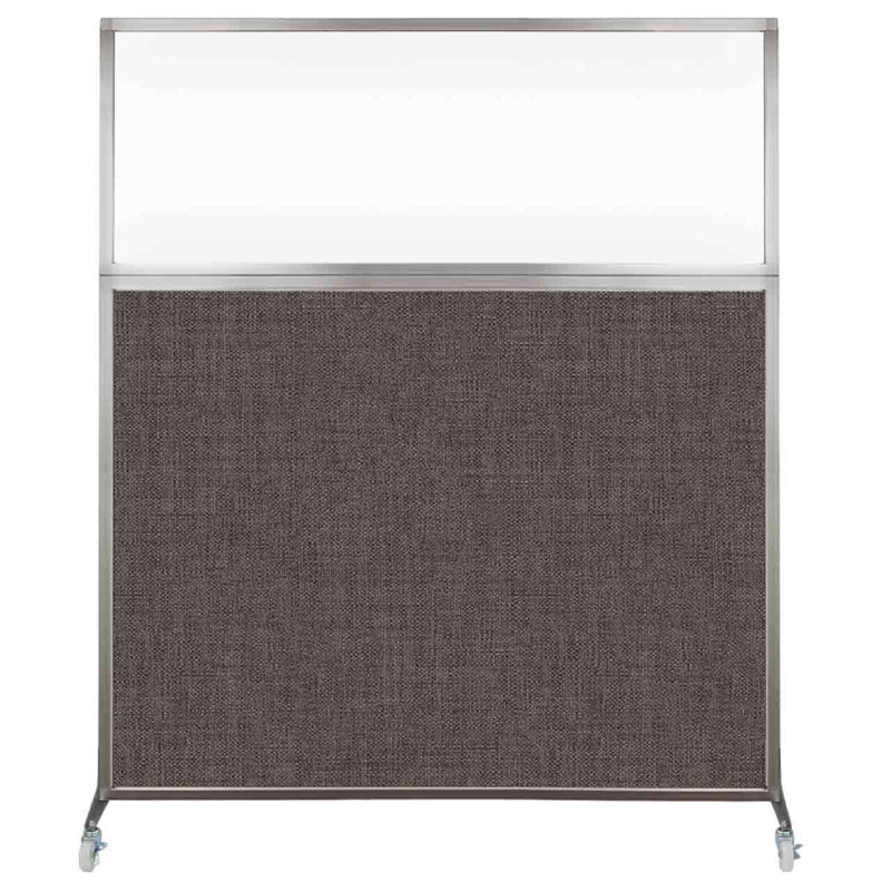 Cloison de bureau Hush - fenêtre transparente, Moka, 60"