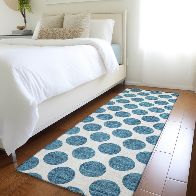 Premium Machine Washable Prisco Teal Rug, Runner 2'3" x 7'6"