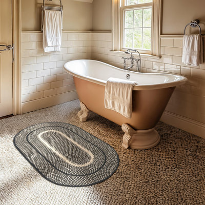 Tapis noir / brun clair en jute tressé réversible à motif primitif Cynthy