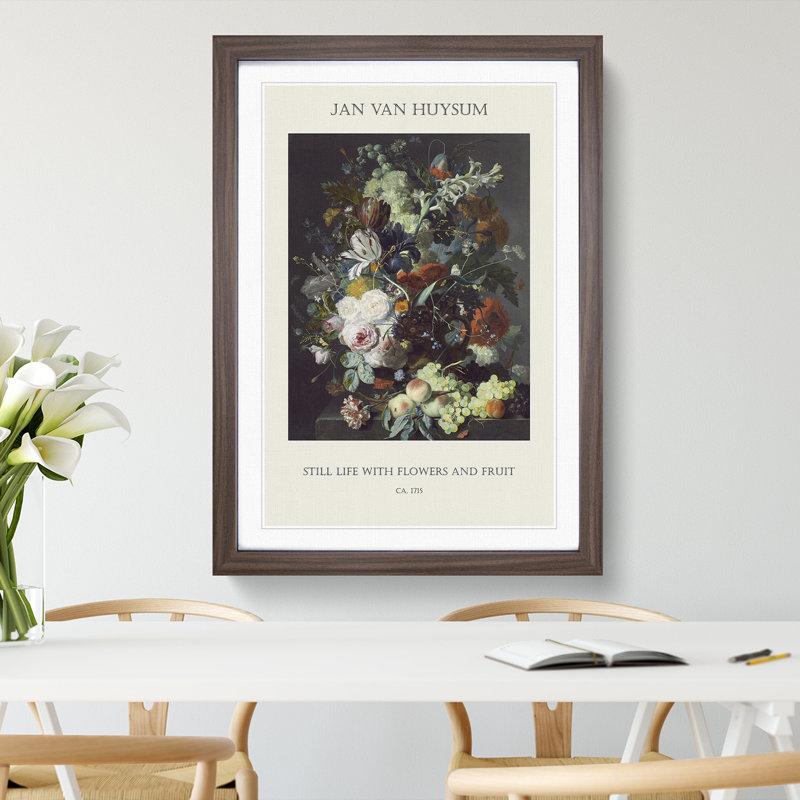 Still Life With Flowers And Fruit Vol.2 by Jan Van Huysum - Single Picture Frame Print, Walnut Framed