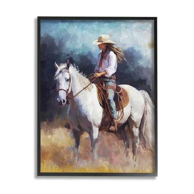 «Cowgirl On White Stallion» par Ziwei Li, reproduction
