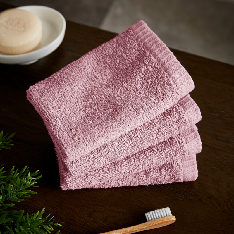 Quick Dry Cotton Face Cloth 4 Pack, Pink