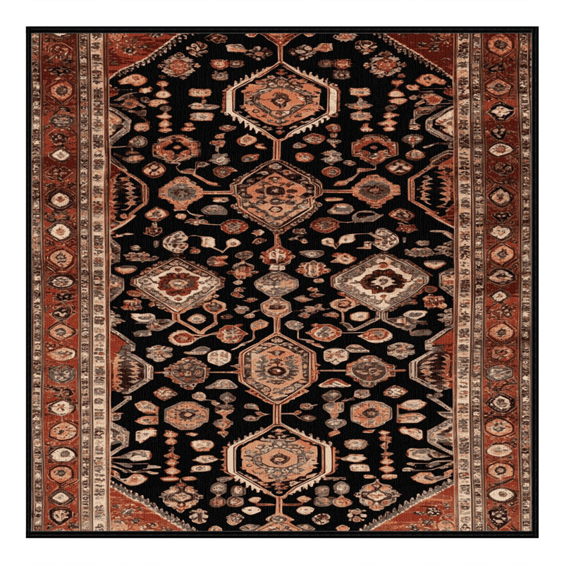 Tapis brun turc lavable à la machine, Carré 6 pi