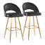 Tabourets de bar fixes en similicuir de 30 po avec pieds en métal et repose-pieds carrés Resme-1666744962-1666744963