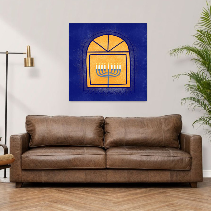 Fenêtre, menorah, art contemporain abstrait, H 36 po x l 36 po