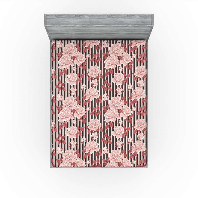 Drap-housse à motif de roses Ambesonne Boho, Drap-housse très grand californien