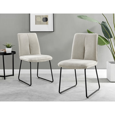 Tierra Modern Glass & Metal Extendable Dining Table Set & 4 Luxury Fabric Dining Chairs