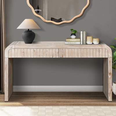59'' Vintage Crafted Entryway Table Two Hidden Handle Drawers Farmhouse Console Table Easy Assembly