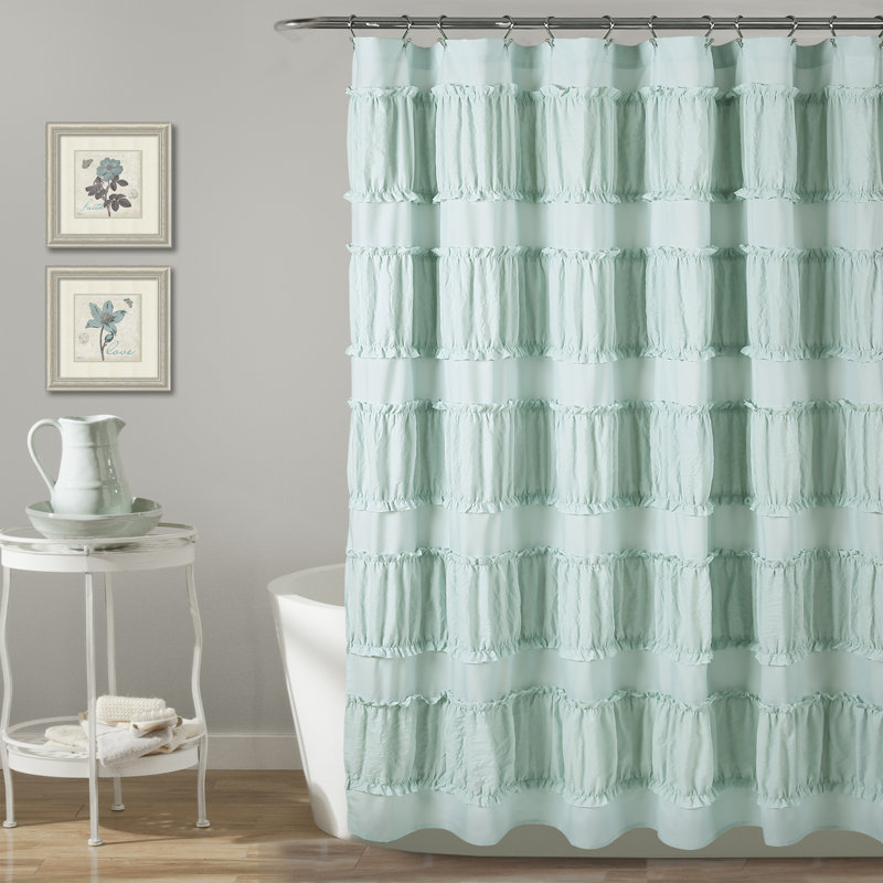 Rideau de douche uni Nova Ruffle, Bleu