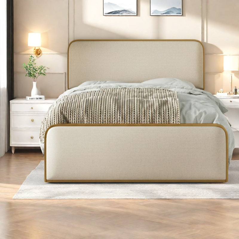 Grands lits modernes avec tiroirs de rangement, structure en métal, conception durable