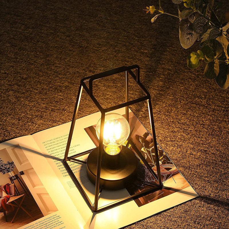 12" H Retro Style Geometric Table Lamp with 6-Hours Timer