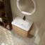 Meuble-lavabo flottant avec lavabo en céramique et porte en chêne imitation simple-114544663