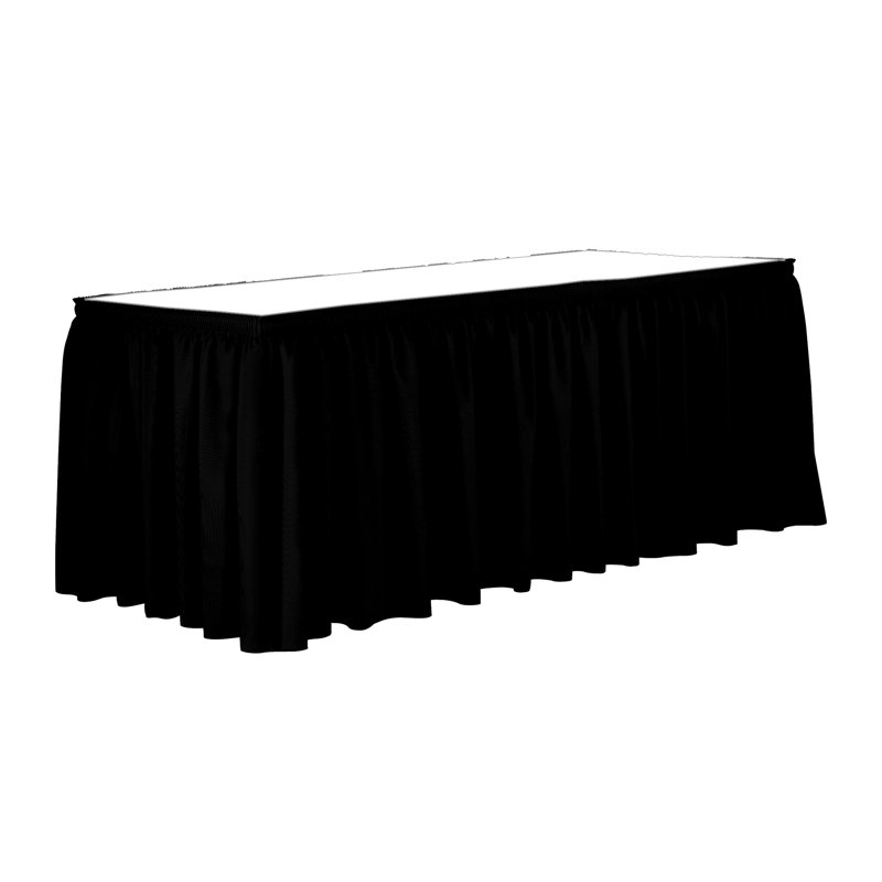 Ultimate Textile 7 Ft. Shirred Pleat Polyester Table Skirt - 42" Bar Height, Cobalt Blue, Black, 36" L x 204" D