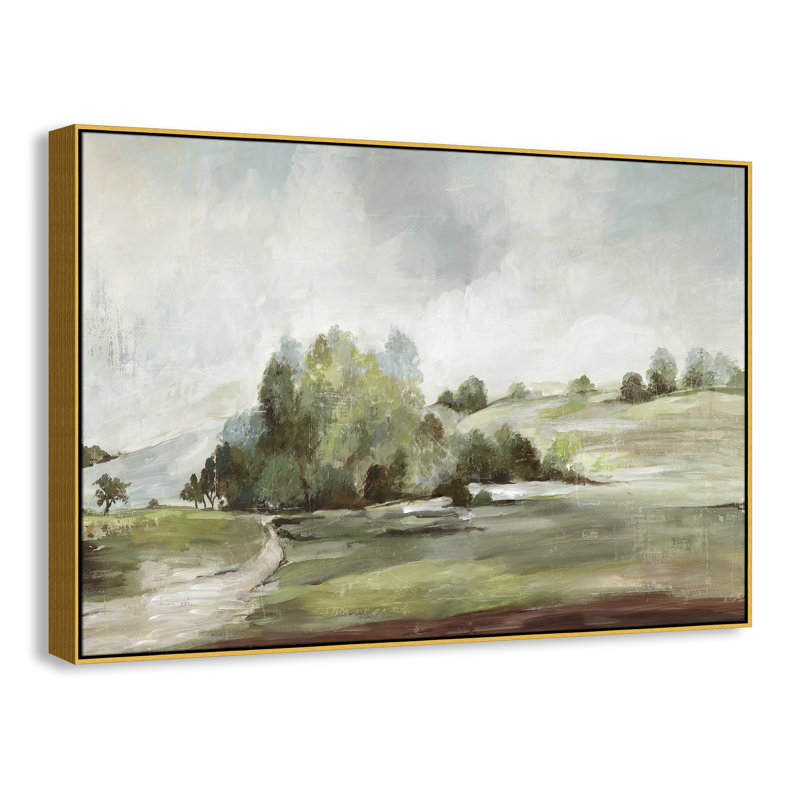 «Green Country Road» par Allison Pearce - reproduction encadrée sur toile, H 41,5 po x l 61,5 po, Doré