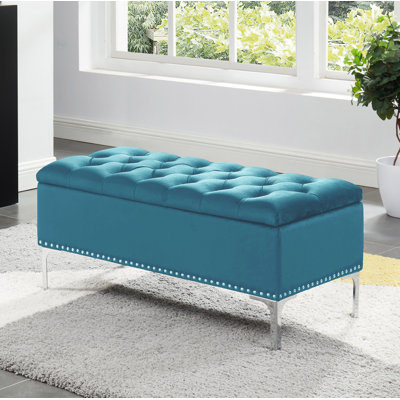 Carmel Velvet Upholstered Storage Bench