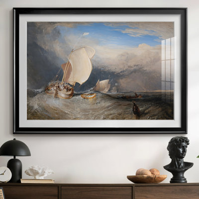 Dutch Boats in a Gale (The Bridgewater Sea Piece)-J.M.W. Turner-Framed Print with Mat and glass-1801