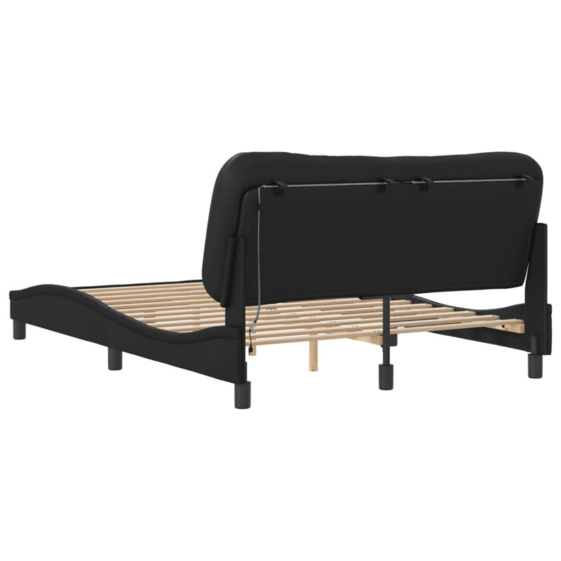Cadre de lit vidaXL avec DEL sans matelas Hvar noir 137 x 190 cm, Noir, Complète