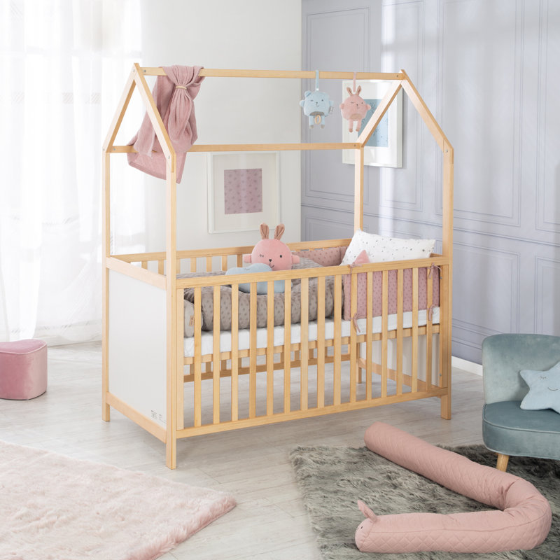 House Cot Bed, Natural Beech